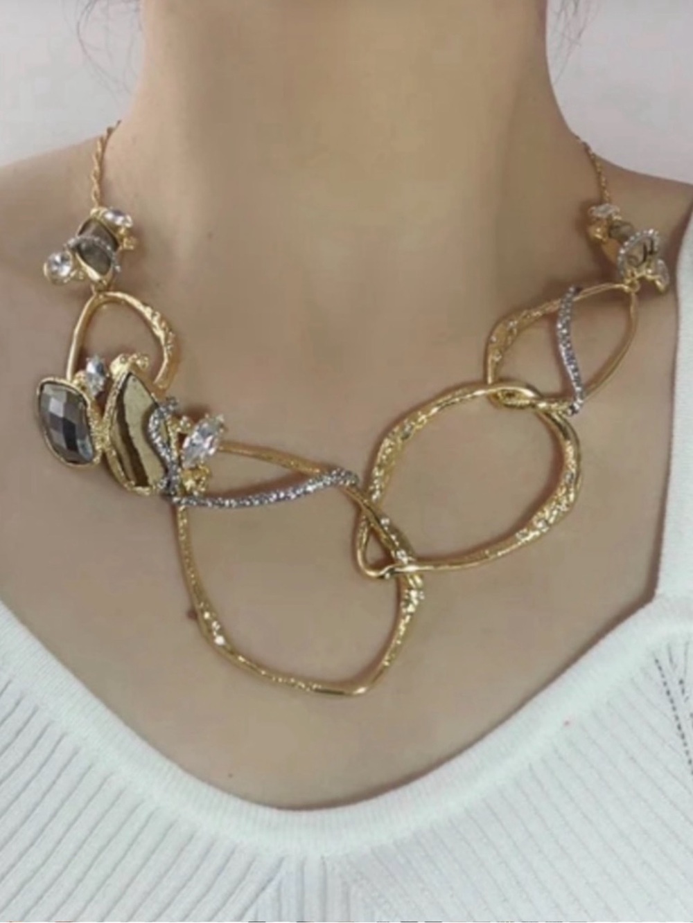 NEW Alexis Bittar Archive Allegory Stone Cluster Oversized Link Necklace AU20